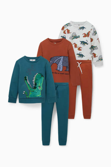 Enfants - Ensemble - 2 sweats, 1 haut à manches longues et 2 pantalons de jogging - turquoise foncé