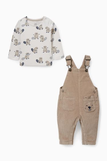 Babys - Baby-Outfit - 2 teilig - beige-melange
