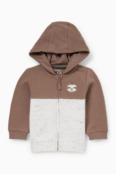 Babys - Baby-Sweatjacke mit Kapuze - hellgrau-melange