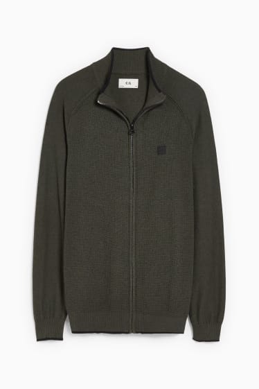 Uomo - Cardigan - verde scuro