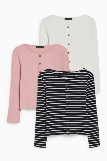 Kinderen: meisjes - Set van 3 - longsleeve - wit