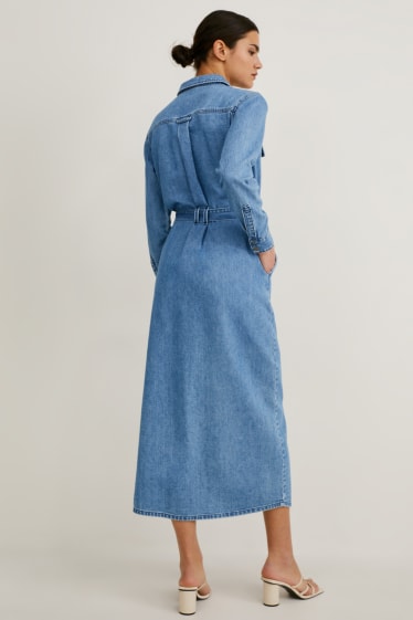 Dames - Denim jurk - jeansblauw