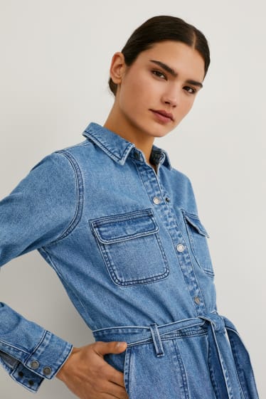 Dames - Denim jurk - jeansblauw