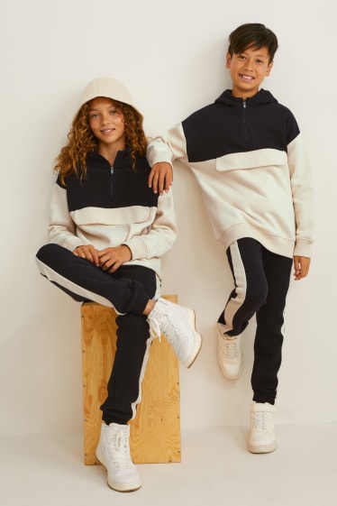 Niños - Set - sudadera con capucha y pantalón de deporte - genderless - 2 piezas - negro