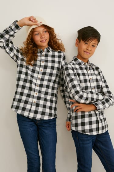 Enfants - Chemise - genderneutral - à carreaux - noir / gris