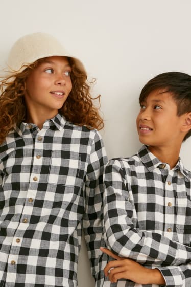 Niños - Camisa - genderless  - de cuadros - negro / gris