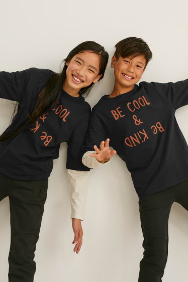 Kinderen - Longsleeve - genderneutraal - 2-in-1-look - zwart