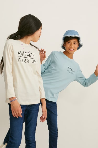 Dětské - Multipack 3 ks - tričko s dlouhým rukávem - genderově neutrální - krémové barvy