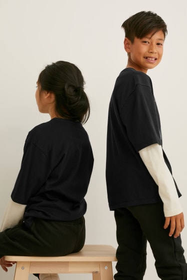 Kinderen - Longsleeve - genderneutraal - 2-in-1-look - zwart