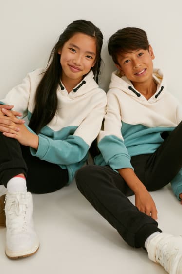Dzieci - Zestaw - bluza z kapturem i spodnie dresowe - genderneutral - czarny