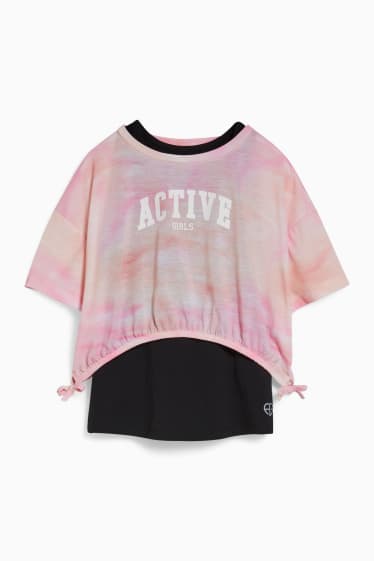 Kinderen: meisjes - Set - T-shirt en top - 2-delig - apricot