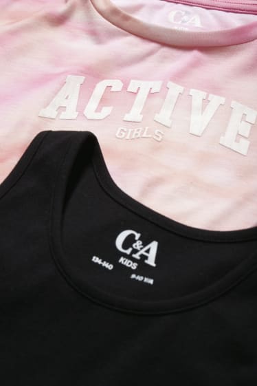 Kinderen: meisjes - Set - T-shirt en top - 2-delig - apricot