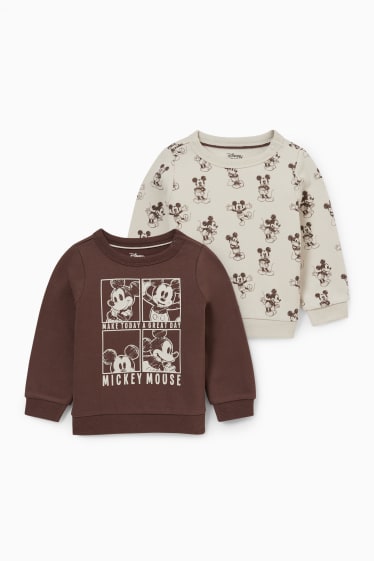 Bébés - Lot de 2 - Mickey Mouse - sweats pour bébé - marron foncé