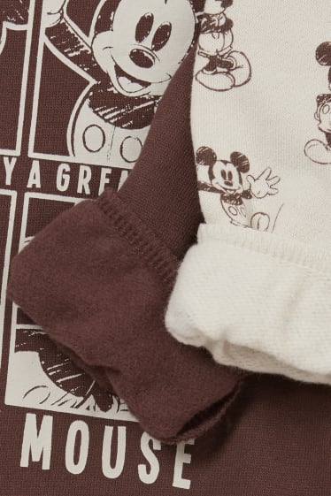 Babys - Set van 2 - Mickey Mouse - babysweatshirt - donkerbruin