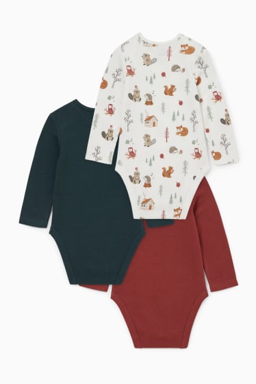 Unisex - Set van 3 - rompertje - donkergroen