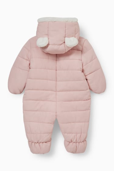 Bebés - Mono de nieve para bebé con capucha - rosa