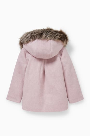 Bambini - Cappotto con inserto in ecopelliccia - rosa