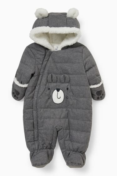 Bébés garçons - Combinaison de ski pour bébé avec capuche - gris chiné