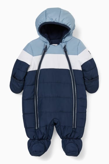 Bébés - Combinaison de ski pour bébé avec capuche - bleu foncé