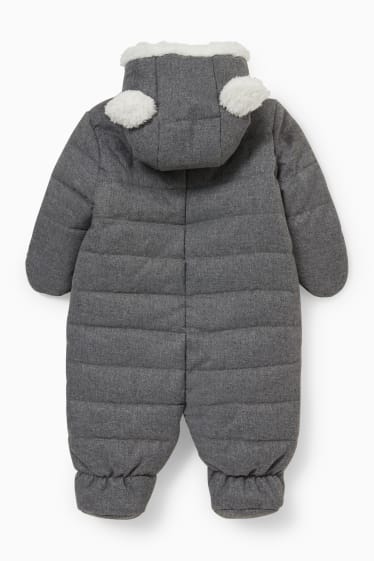 Bebés - Mono de nieve para bebé con capucha - gris jaspeado