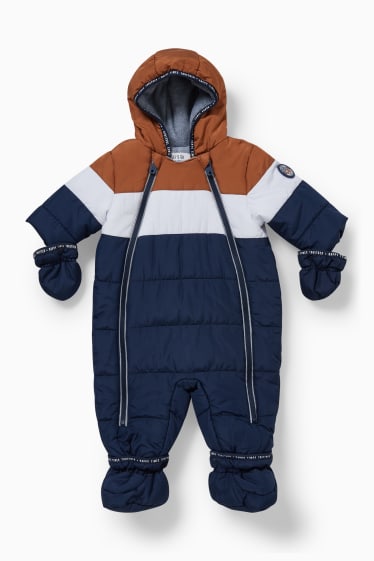 Bébés - Combinaison de ski pour bébé avec capuche - bleu foncé