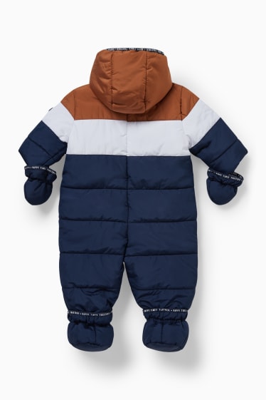 Bébés - Combinaison de ski pour bébé avec capuche - bleu foncé