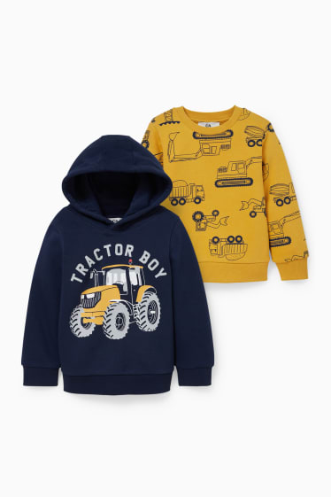 Kinderen - Set van 2 - sweatshirt en hoodie - donkerblauw