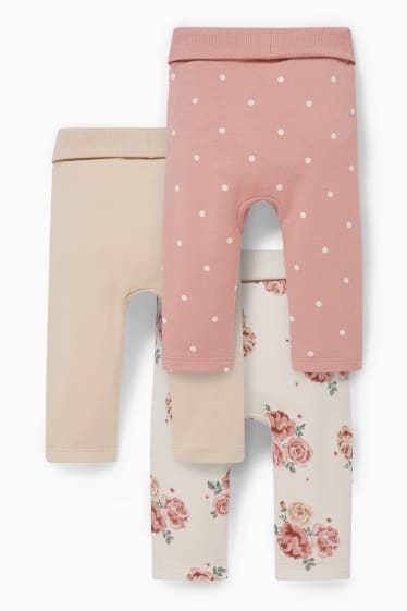 Bébés - Lot de 3 - leggings chauds pour bébé - rose / beige