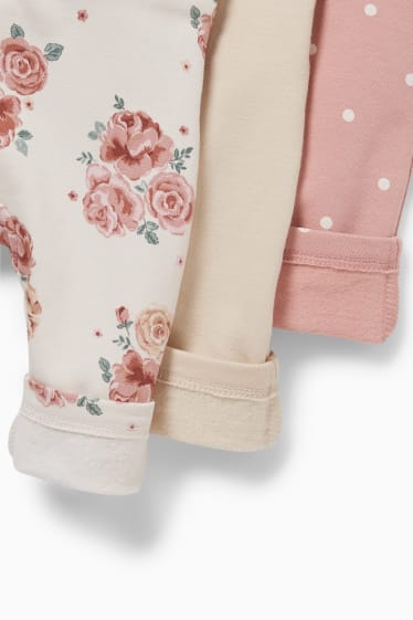 Bébés - Lot de 3 - leggings chauds pour bébé - rose / beige