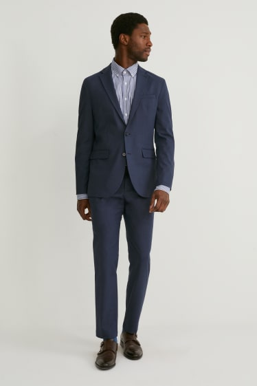 Hommes - Pantalon de costume - Flex - LYCRA® - bleu foncé-chiné