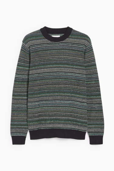 Men - Jumper - striped - green