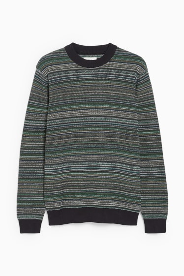 Men - Jumper - striped - green