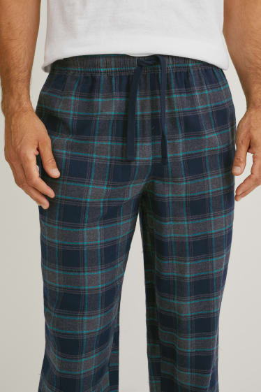 Bărbați - Multipack 2 perechi - pantaloni de pijama din flanel - în carouri - gri melanj