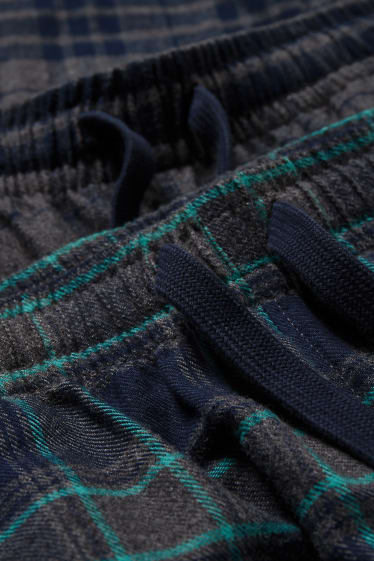 Uomo - Confezione da 2 - pantaloni pigiama di flanella - a quadretti - grigio melange