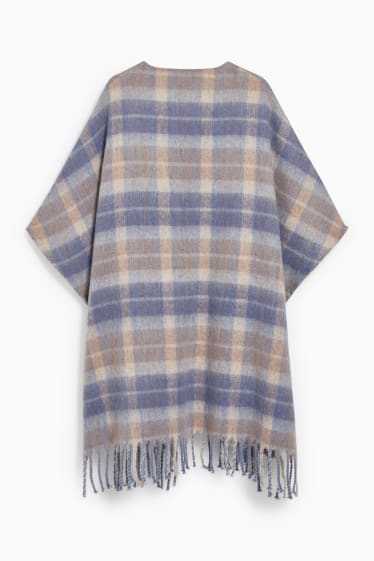 Donna - Poncho - quadri - blu