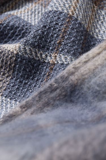 Dames - Poncho - geruit - blauw