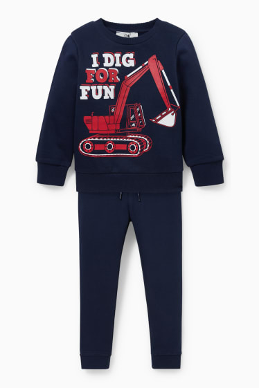 Niños - Excavadora - set - sudadera y pantalón de deporte - 2 piezas - azul oscuro