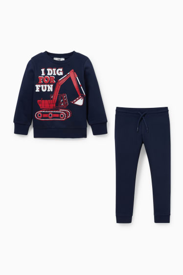 Niños - Excavadora - set - sudadera y pantalón de deporte - 2 piezas - azul oscuro