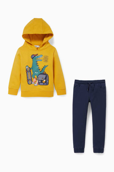 Dětské - Souprava - mikina s kapucí a kalhoty - 2dílná - žlutá