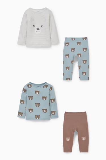 Bébés - Lot de 2 - pyjamas bébé - 4 pièces - gris clair chiné