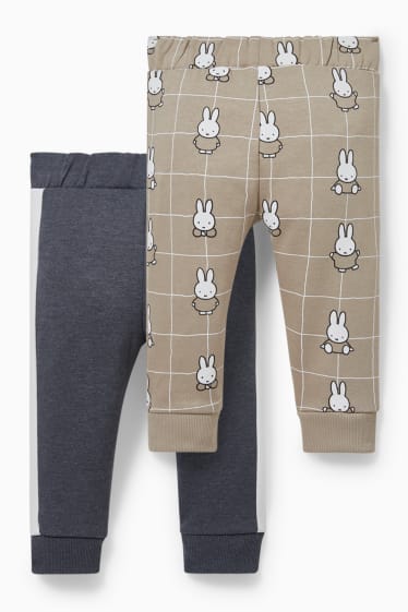 Miminka - chlapci - Multipack 2 ks - Miffy - teplákové kalhoty pro miminka - šedá-žíhaná