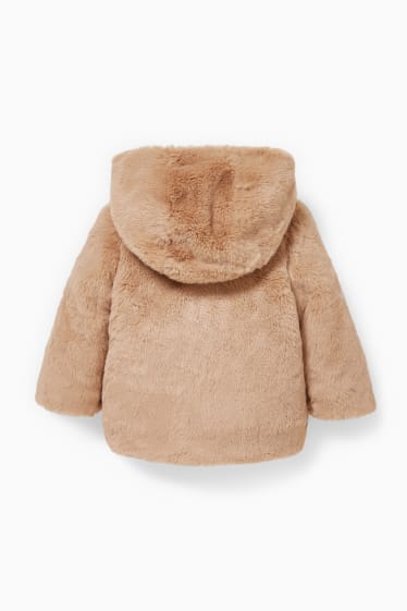 Babies - Baby faux fur jacket with hood - light brown