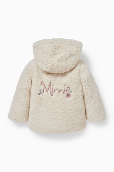 Niemowlęta - Myszka Minnie - niemowlęca kurtka z misia z kapturem - kremowobiały