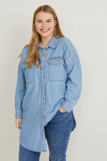 Dames - Spijkerblouse - jeanslichtblauw