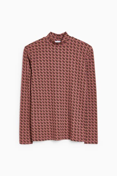 Women - CLOCKHOUSE - polo neck top - patterned - red / brown