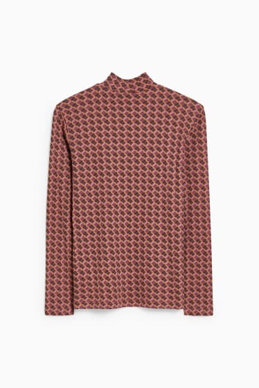 Women - CLOCKHOUSE - polo neck top - patterned - red / brown