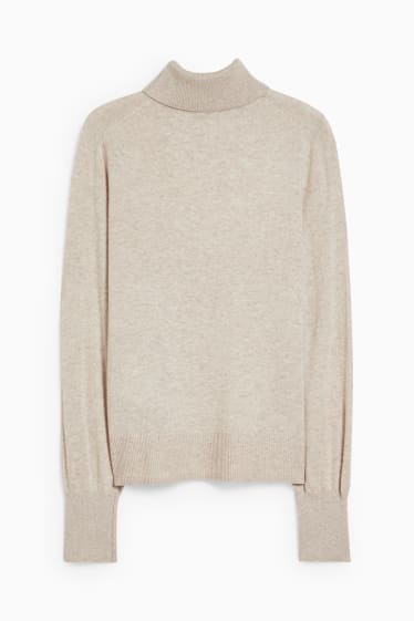 Women - Polo neck jumper - beige