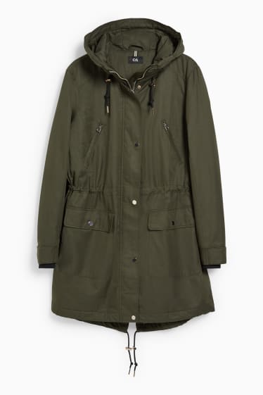 Damen - Parka mit Kapuze - dunkelgrün