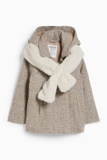 Bambini - Set - giacca con cappuccio e sciarpa - 2 pezzi - beige