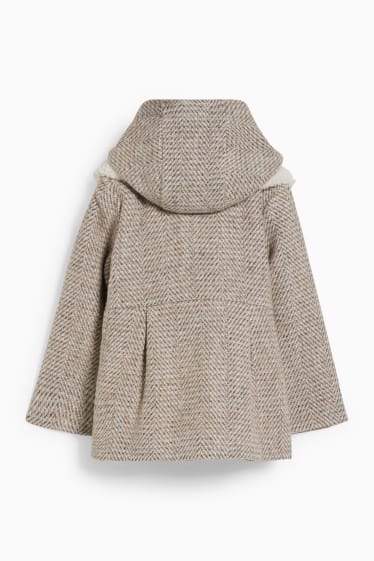 Bambine - Set - giacca con cappuccio e sciarpa - 2 pezzi - beige